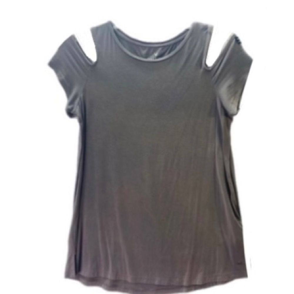 Feminine Soft & Sexy M Minimalist Cold Shoulder Relaxed Grey Jersey Effortless